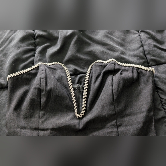 Black Strapless Mini Dress - Picture 3 of 5